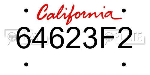 64623F2 California License Plate