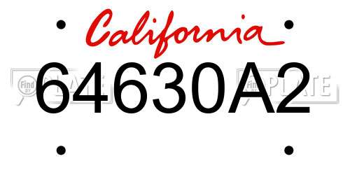 64630A2 California License Plate