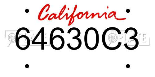 64630C3 California License Plate