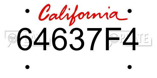 64637F4 California License Plate