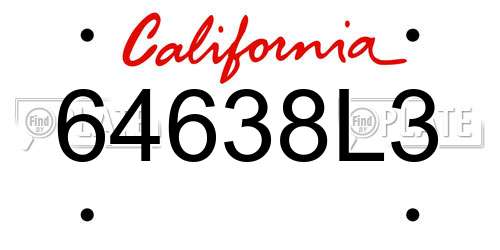 64638L3 California License Plate