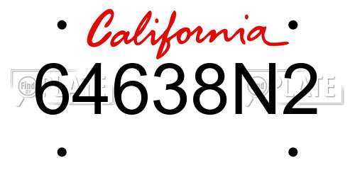 64638N2 California License Plate