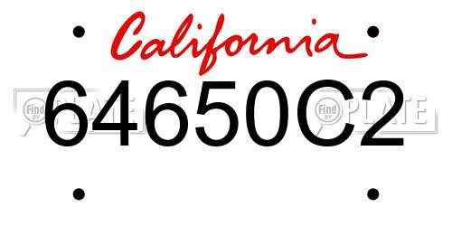 64650C2 California License Plate