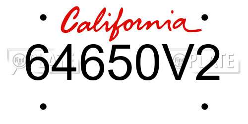 64650V2 California License Plate