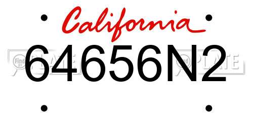 64656N2 California License Plate