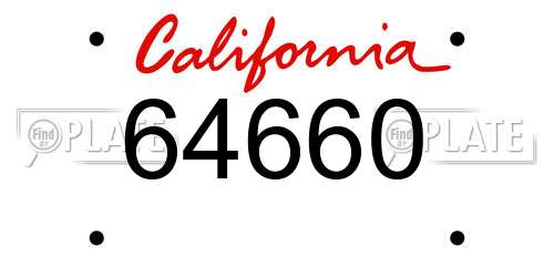 64660 California License Plate