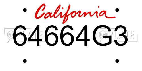 64664G3 California License Plate