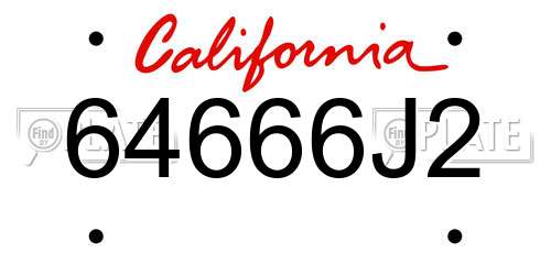 64666J2 California License Plate