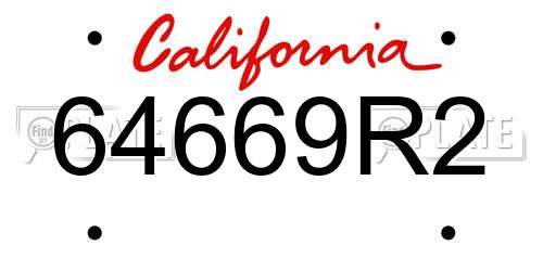 64669R2 California License Plate