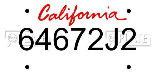64672J2 California License Plate