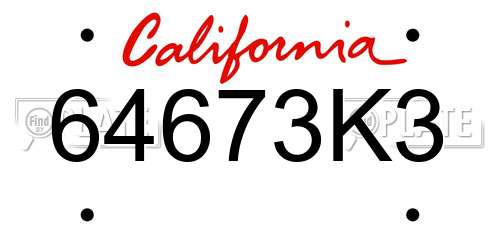 64673K3 California License Plate