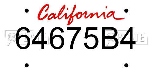 64675B4 California License Plate