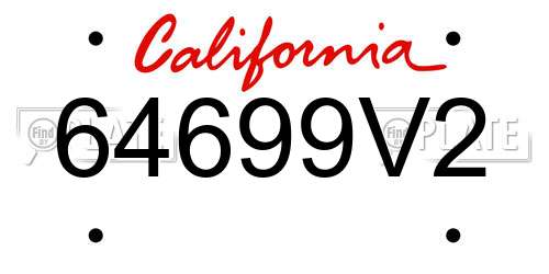 64699V2 California License Plate