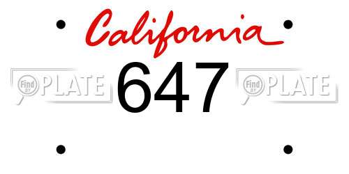647 California License Plate