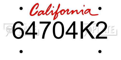 64704K2 California License Plate