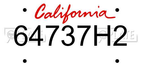 64737H2 California License Plate
