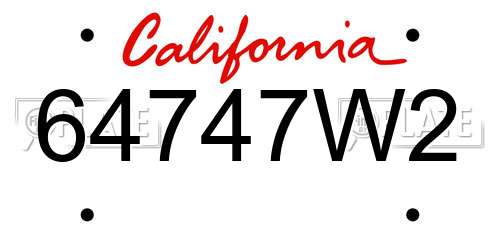 64747W2 California License Plate