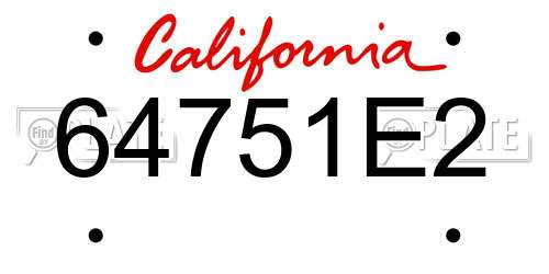 64751E2 California License Plate