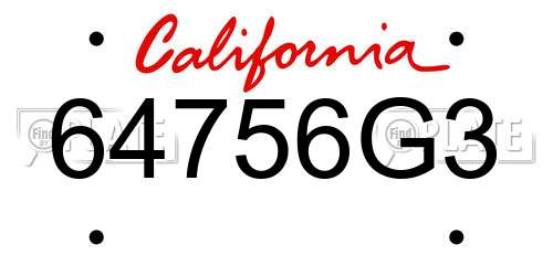 64756G3 California License Plate