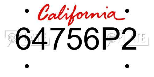 64756P2 California License Plate