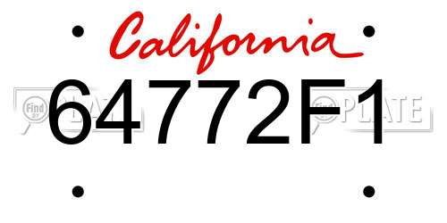 64772F1 California License Plate