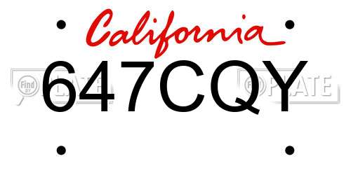 647CQY California License Plate