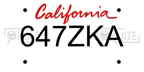 647ZKA California License Plate