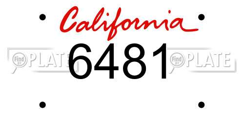 6481 California License Plate