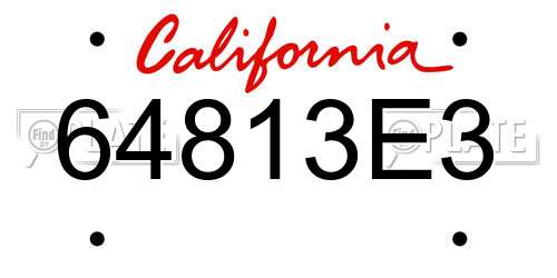 64813E3 California License Plate