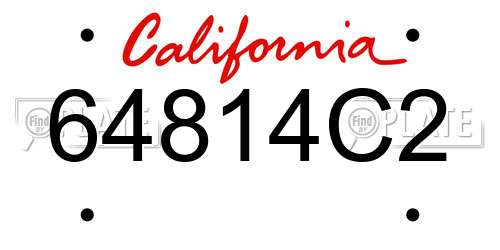 64814C2 California License Plate