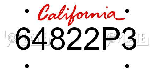 64822P3 California License Plate