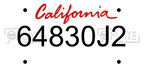 64830J2 California License Plate