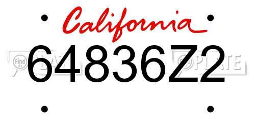 64836Z2 California License Plate