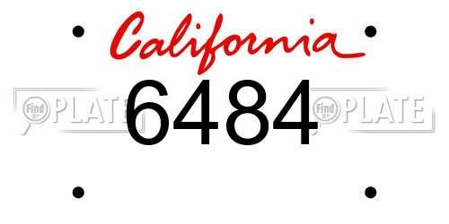 6484 California License Plate