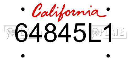 64845L1 California License Plate