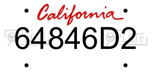 64846D2 California License Plate