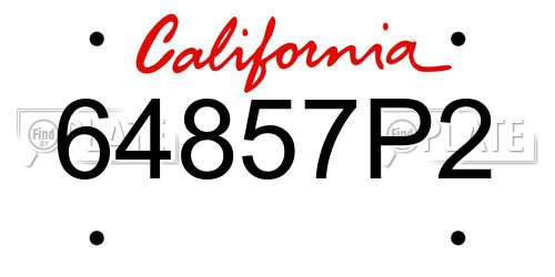 64857P2 California License Plate