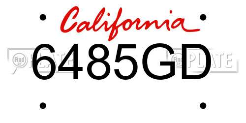 6485GD California License Plate