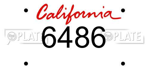 6486 California License Plate