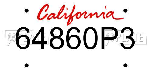 64860P3 California License Plate
