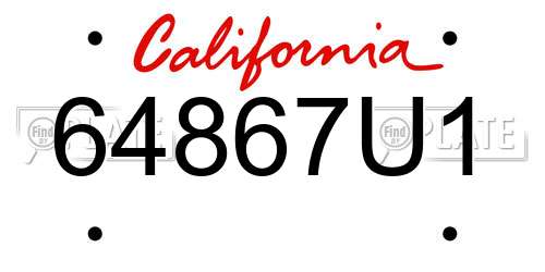 64867U1 California License Plate