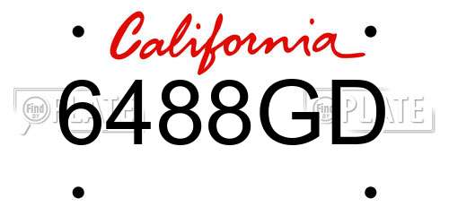 6488GD California License Plate