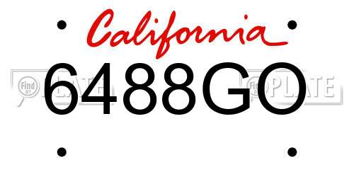 6488GO California License Plate