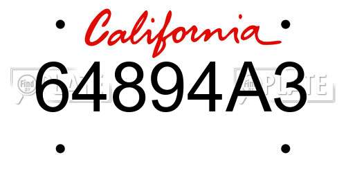 64894A3 California License Plate