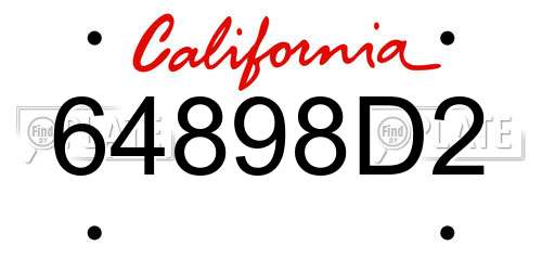64898D2 California License Plate