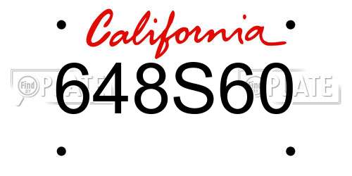 648S60 California License Plate