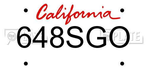 648SGO California License Plate