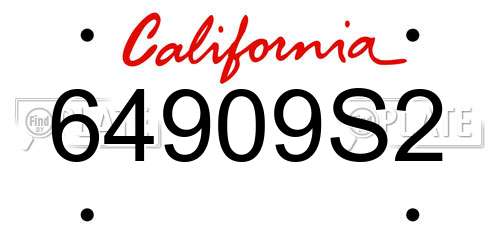 64909S2 California License Plate