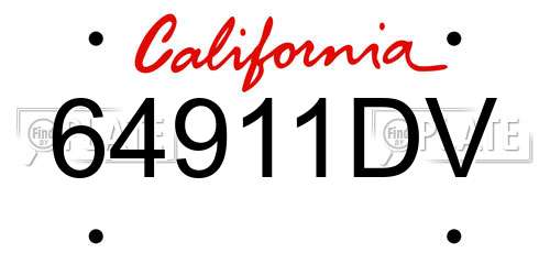 64911DV California License Plate