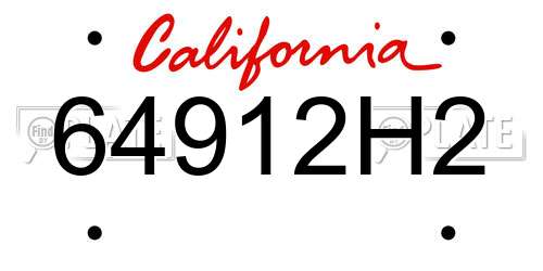64912H2 California License Plate